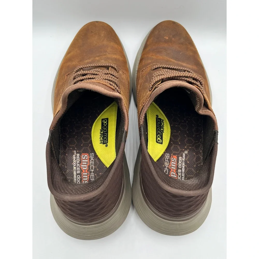 Skechers Hands Free Slip-ins Garza Debin Brown Leather Oxford Shoe Men 11 205046